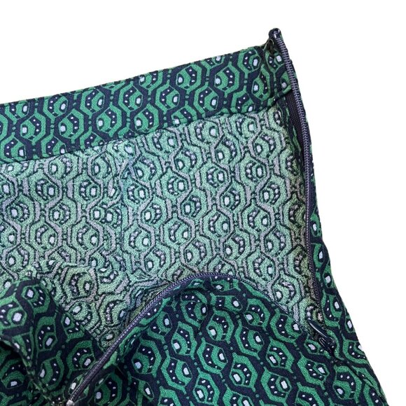 Free People NWT Green and Blue Geometric Pattern Ruffle Skirt Sz 2 - Picture 6 of 8